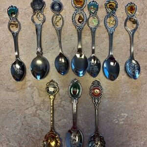 Decorative Silver and Gold Souvenir Spoons Set